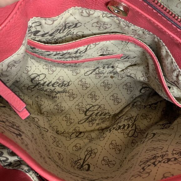 Guess Rose Pink White Panel Satchel Tote Handbag - Picture 6 of 16